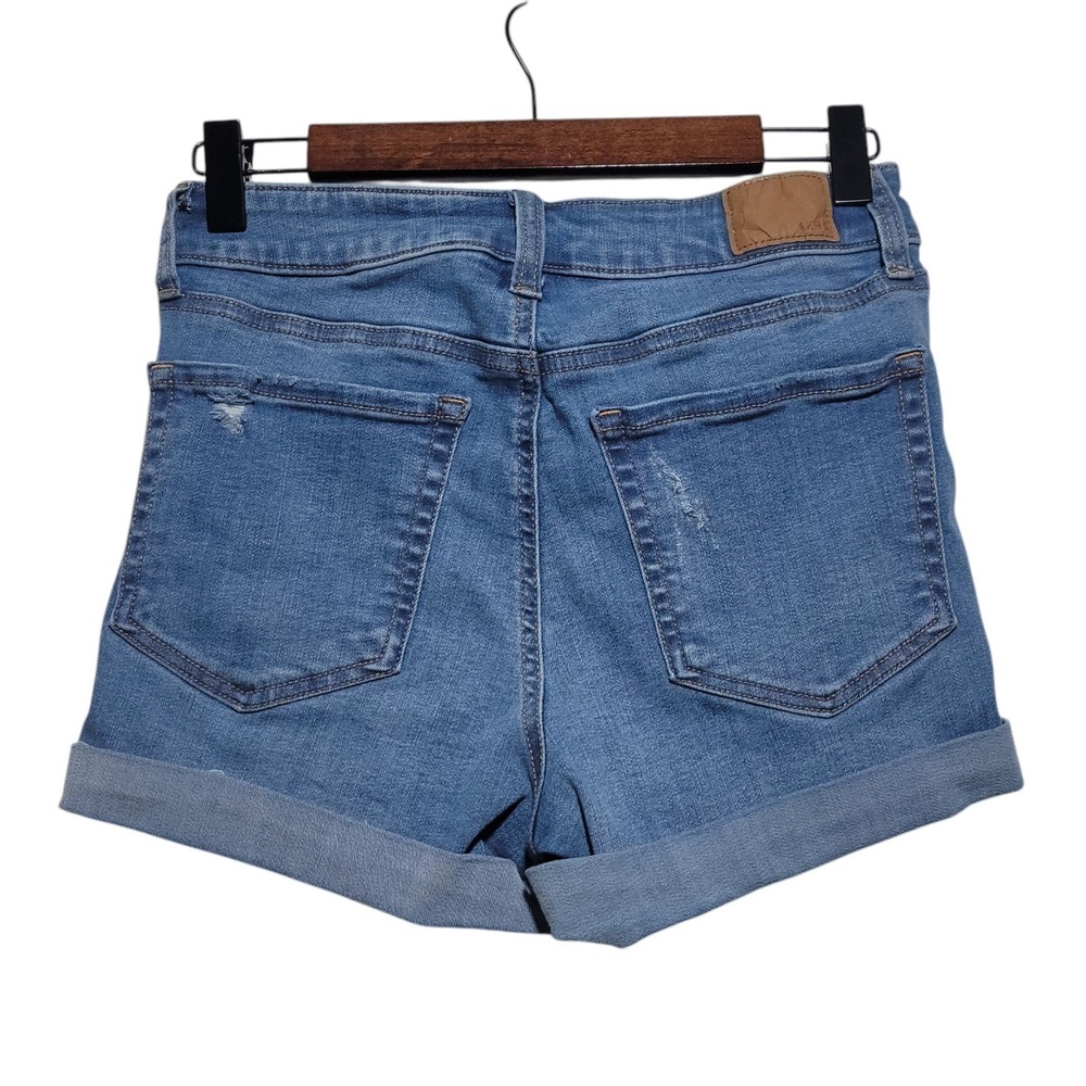 Aeropostale High Rise Jean Shorts Midi 3" Denim Distressed Rolled Women's Size 0 - Picture 2 of 5